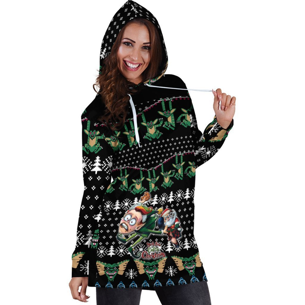 Celtic Ugly Christmas Women's Hoodie Dress - Kick Ass Xmas Ho Ho Ho - Vibe Hoodie Shop