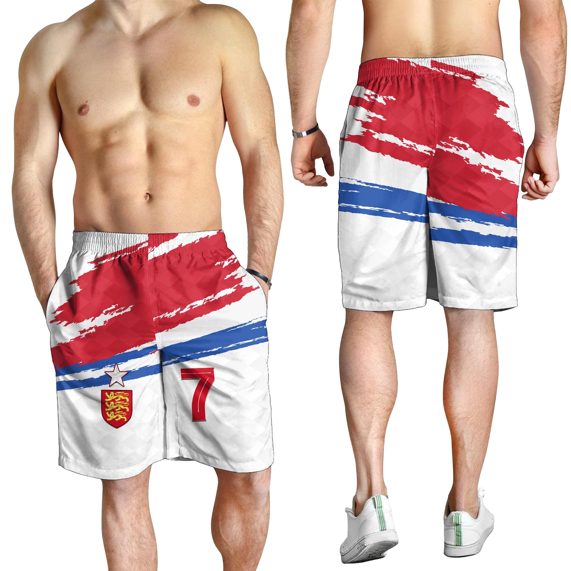 (Custom Personalised) England Football Men Shorts - Come on England - Custom Text - Vibe Hoodie Shop