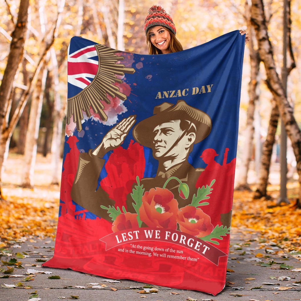 Premium Blanket - AANZAC Australia Remember Them - Vibe Hoodie Shop