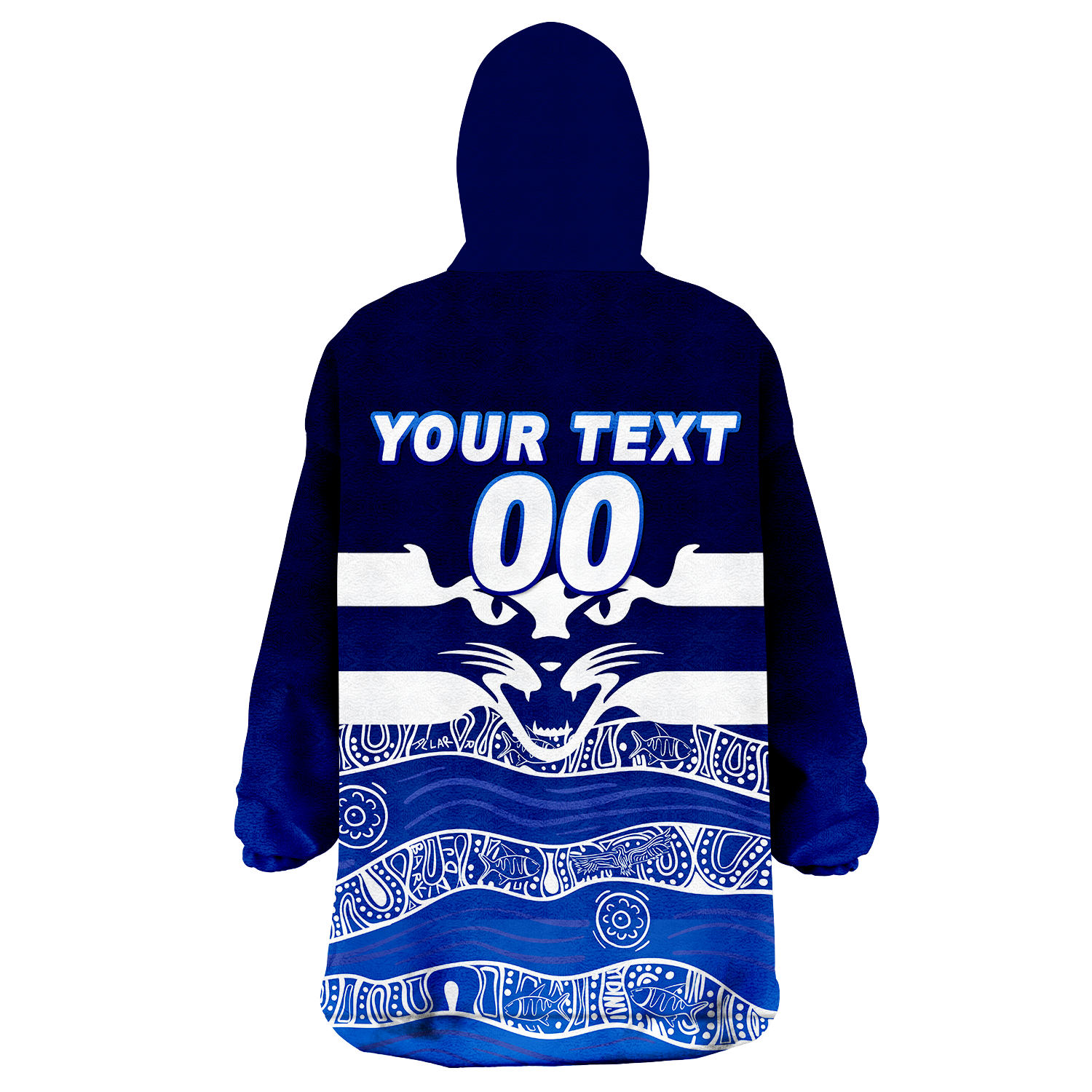 (Custom Personalised) Cats Aboriginal Art Football Geelong Wearable Blanket Hoodie - - Vibe Hoodie Shop