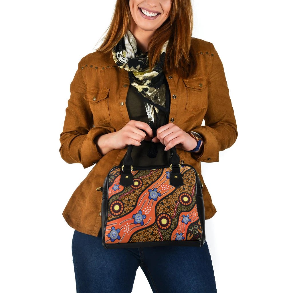Shoulder Handbag - Aboriginal Dot Unique Style Turtle - Vibe Hoodie Shop