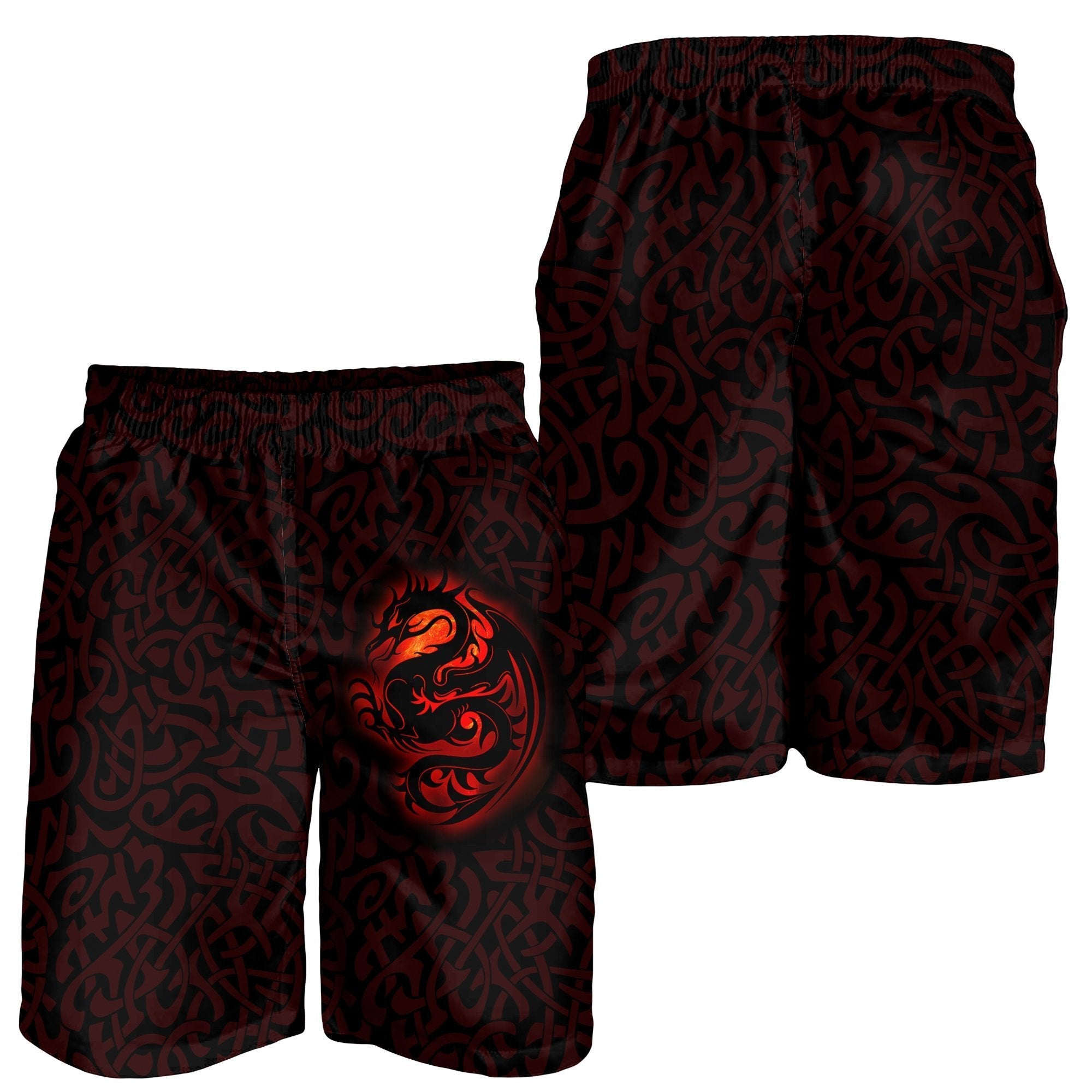 Wales Celtic Shorts Men - Fury Celtic Dragon With Knot - Vibe Hoodie Shop