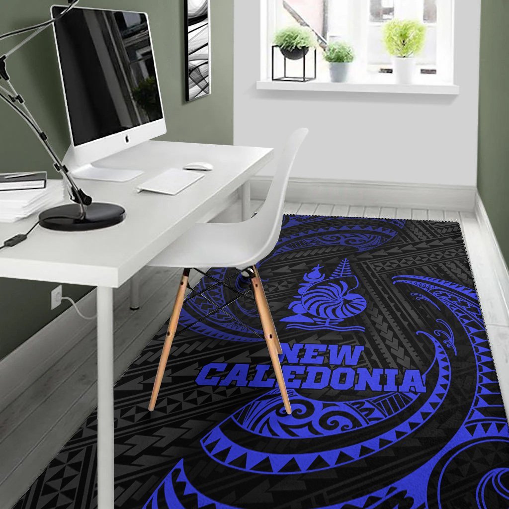 New Caledonia Polynesian Area Rug - Blue Tribal Wave - Vibe Hoodie Shop