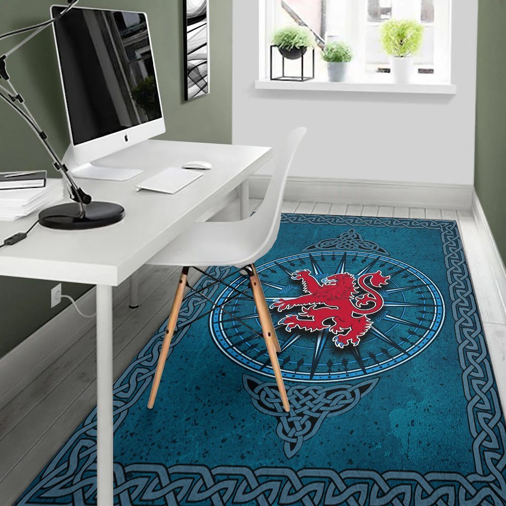 Scotland Celtic Area Rug - Celtic Compass With Scottish Lion - Vibe Hoodie Shop