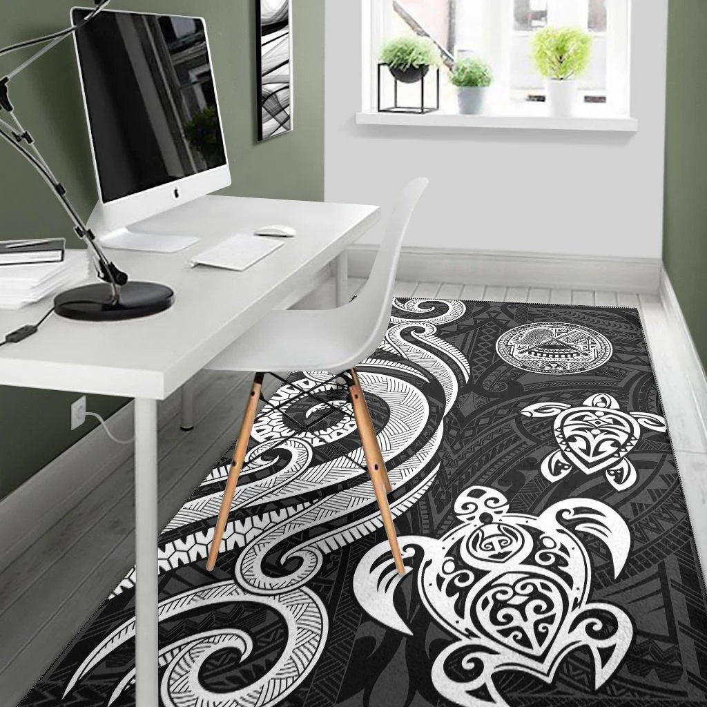 American Samoa Area Rug - White Tentacle Turtle - Vibe Hoodie Shop