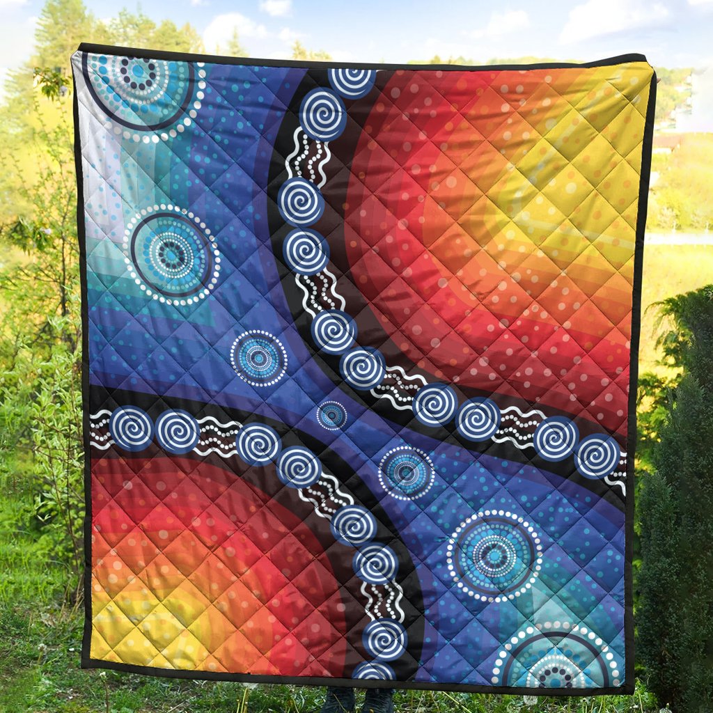 Quilts - Aboriginal Color Dot Painting - Vibe Hoodie Shop