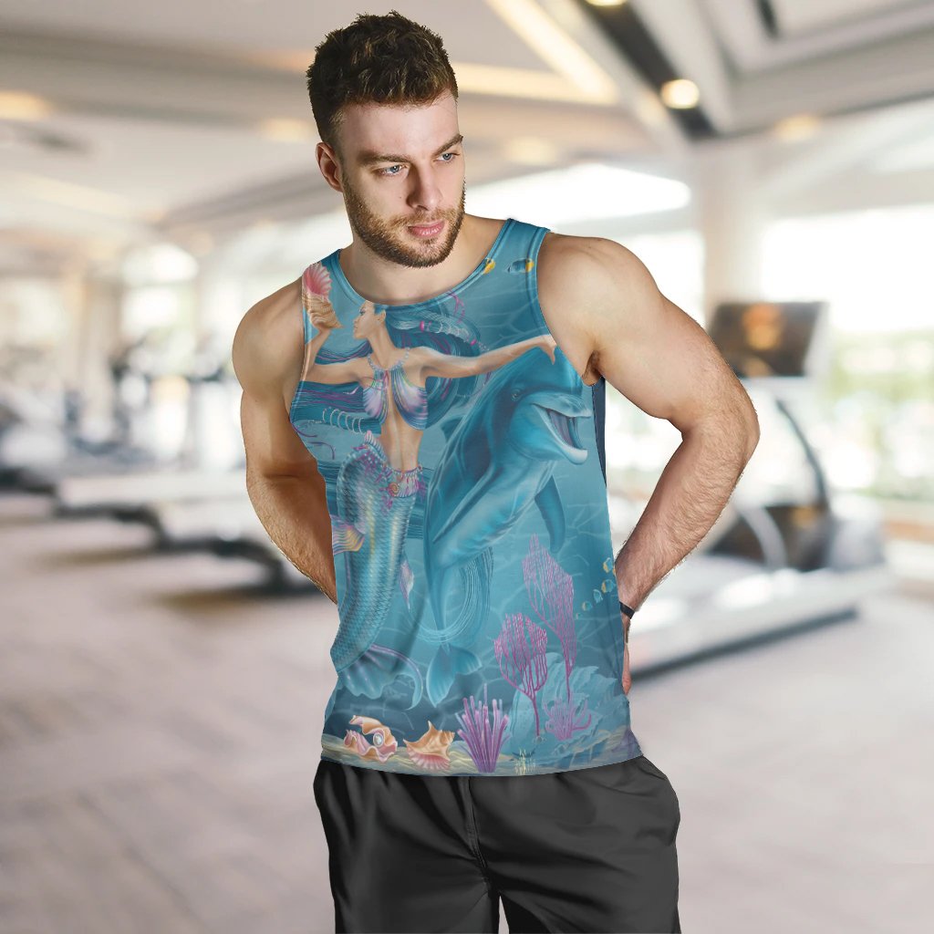 Men Tank Top - Australia Beautiful Mermaid With Dolphin - Vibe Hoodie Shop