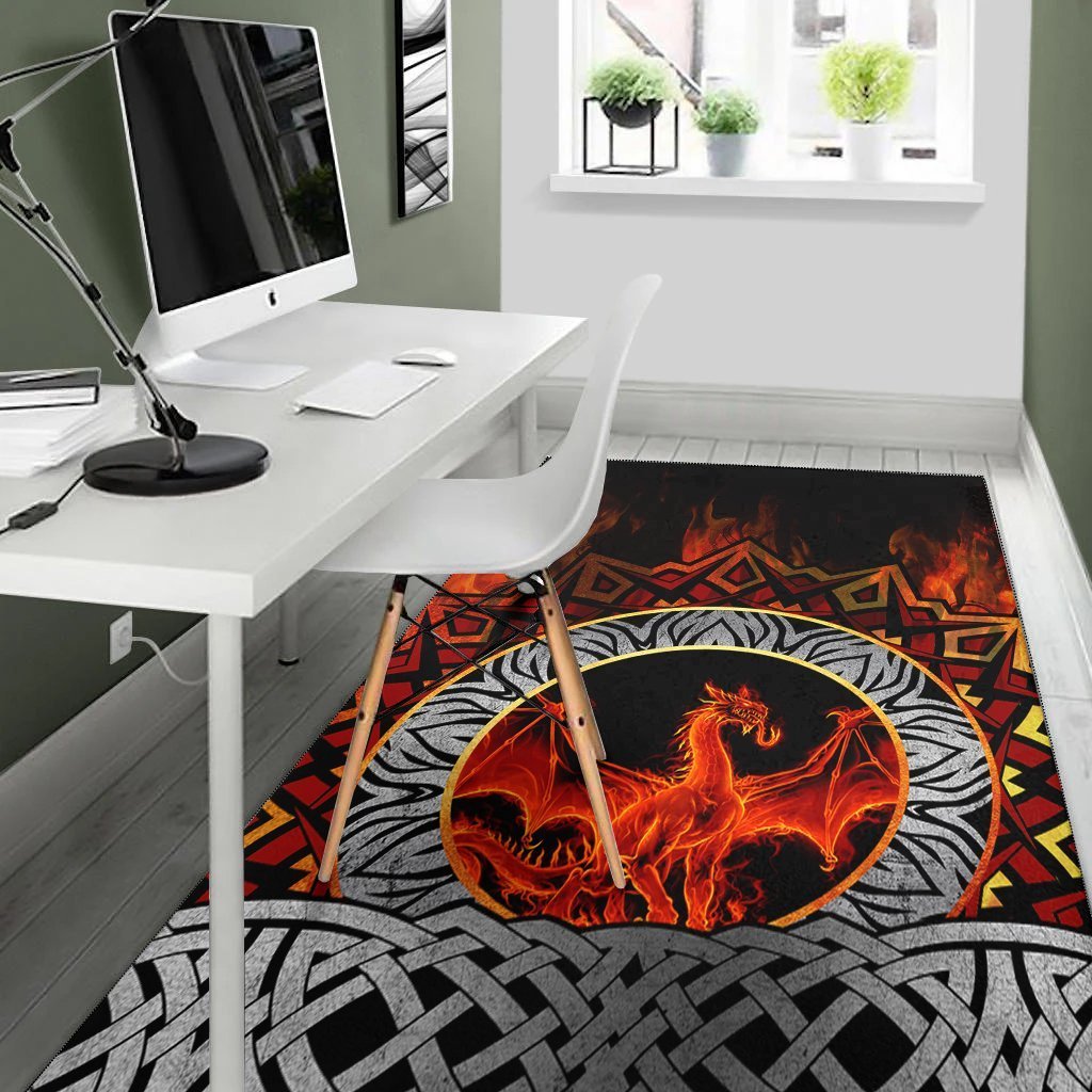 Celtic Dragon Area Rug - Fire Dragon - Vibe Hoodie Shop