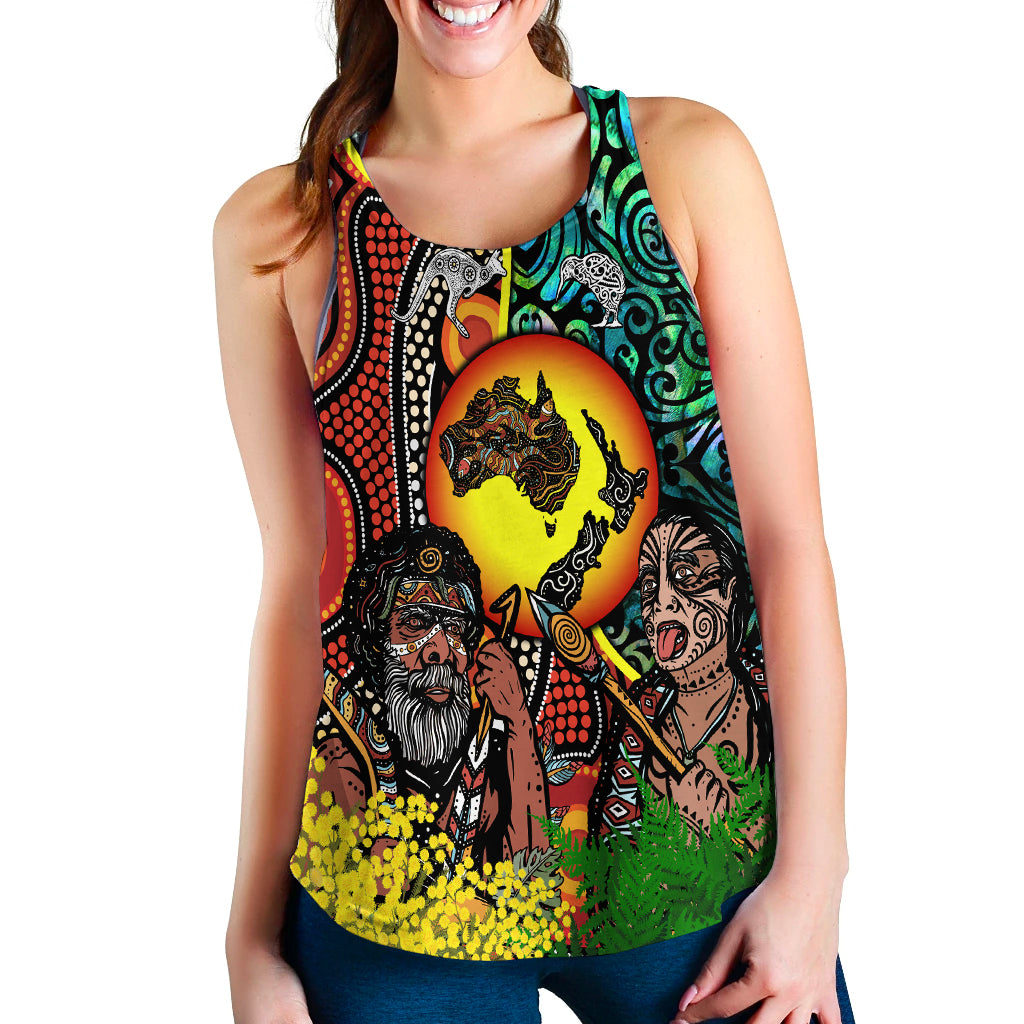 Australia Aboriginal Kangaroo Combine New Zealand Maori Kiwi Bird Women Tank Top - - Vibe Hoodie Shop