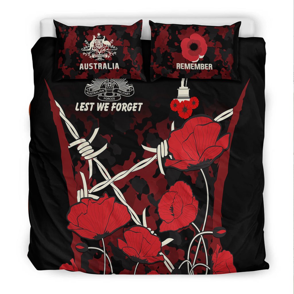 ANZAC Bedding Set - ANZAC with Remembrance Poppy Flower Ver2 - Vibe Hoodie Shop