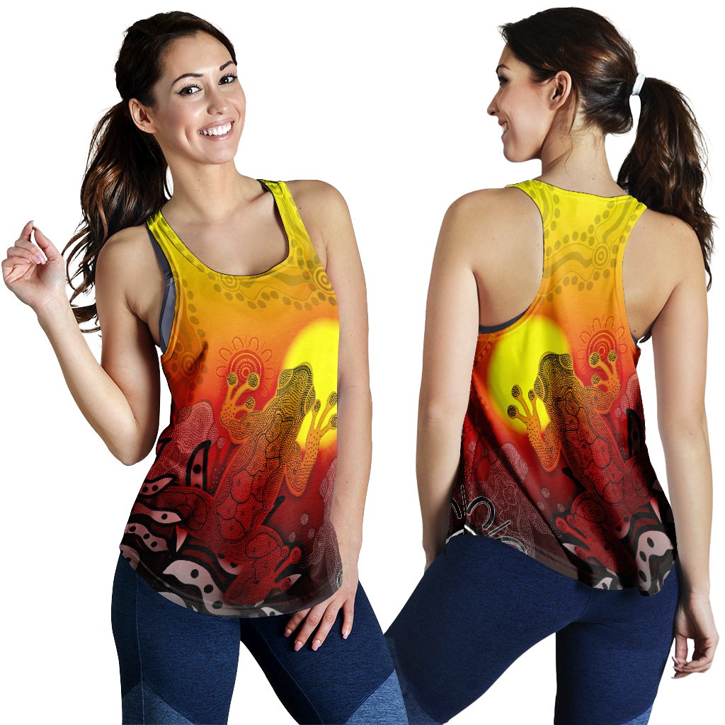 Aboriginal Women's Racerback Tank - Indigenous Frog (Red) - Vibe Hoodie Shop