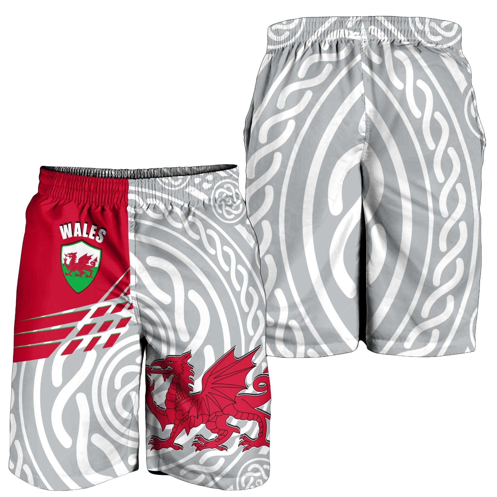 Wales Men's Short - Welsh Cymru With Celtic Patterns - Vibe Hoodie Shop