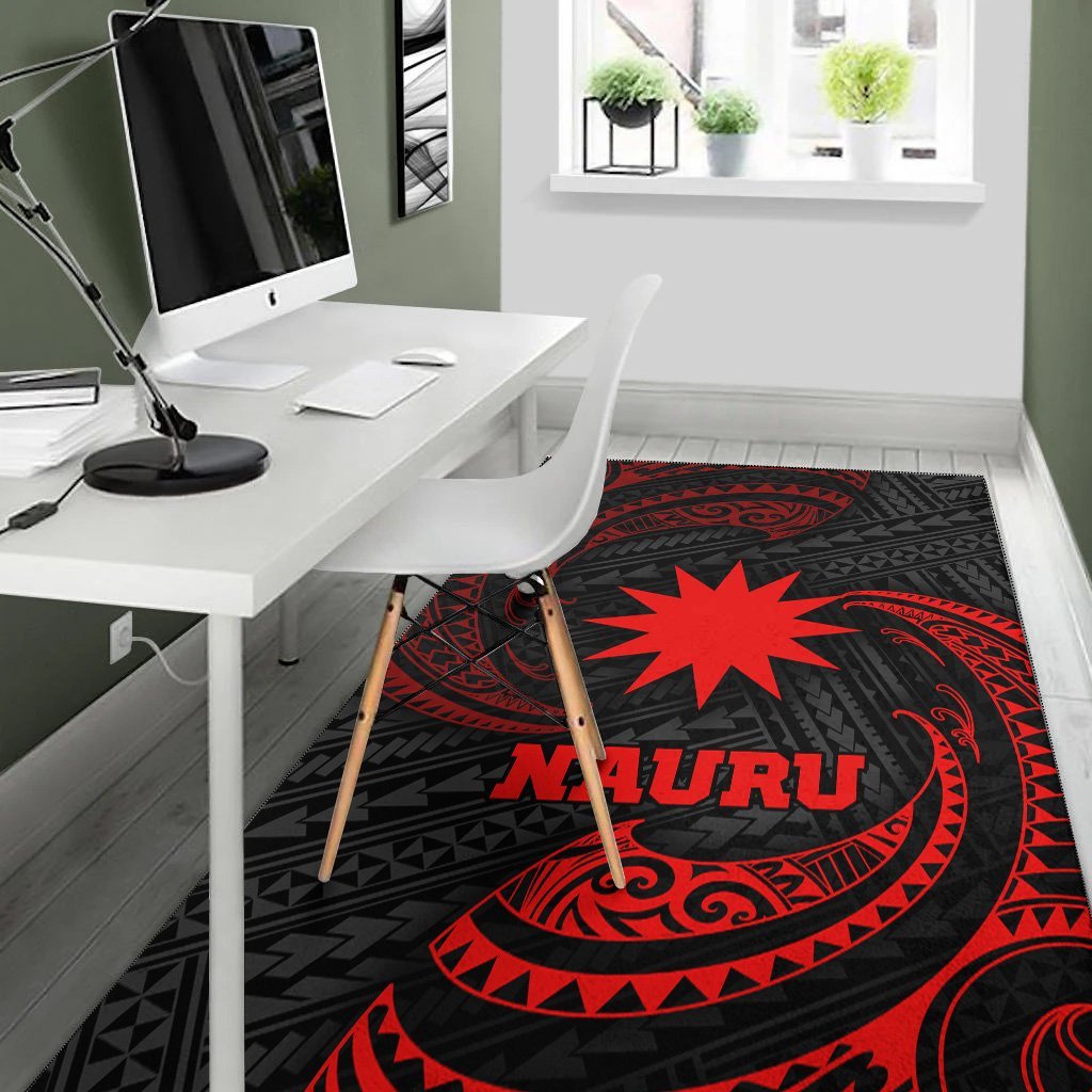 Nauru Polynesian Area Rug - Red Tribal Wave - Vibe Hoodie Shop