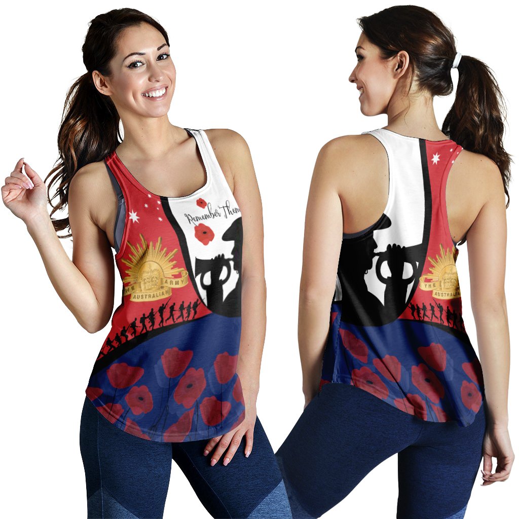 ANZAC Day Women's Racerback Tank - We will remember Them - Vibe Hoodie Shop