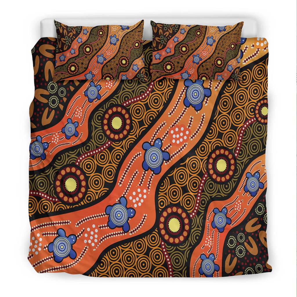 Bedding Set - Aboriginal Dot Unique Style Turtle - Vibe Hoodie Shop