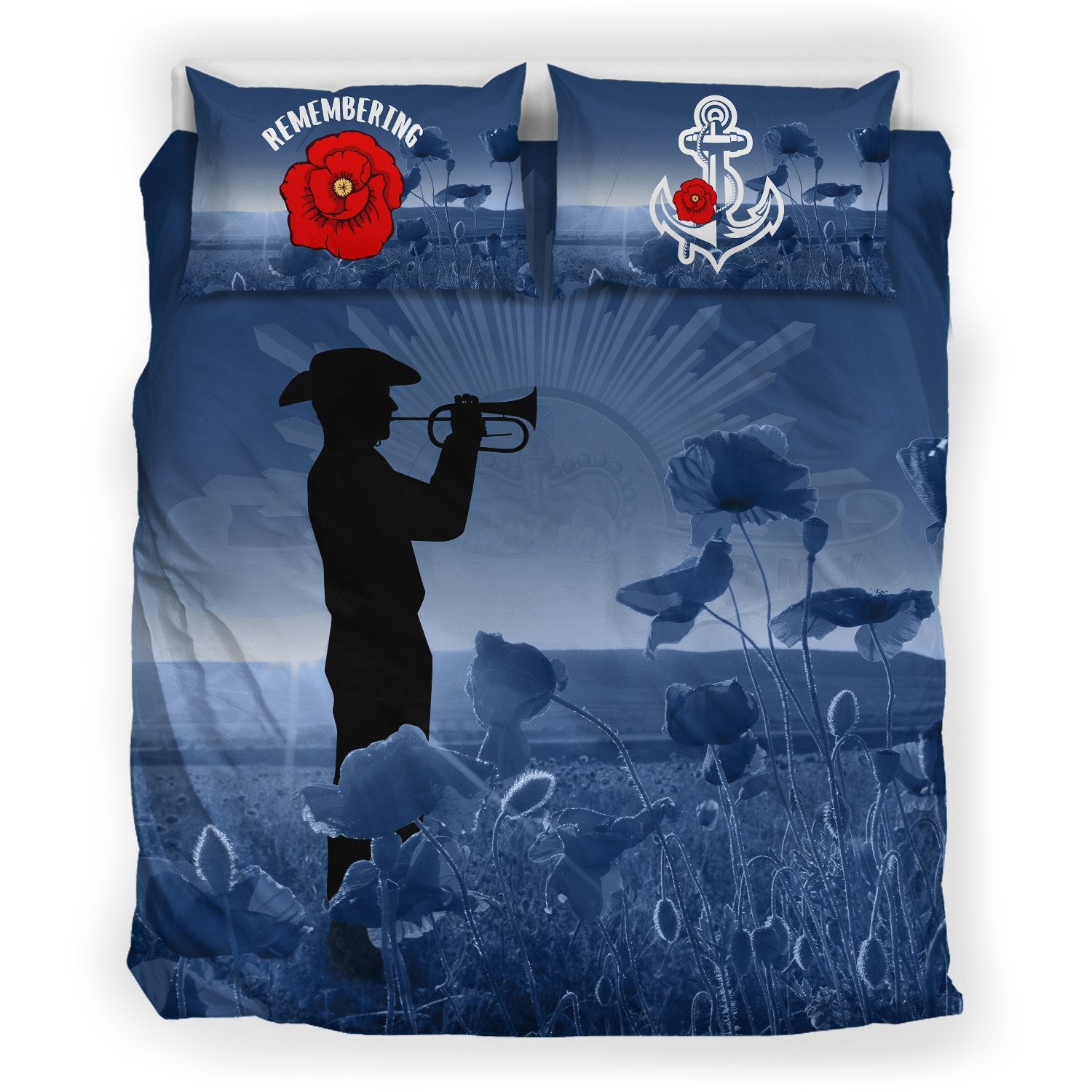 Australia Navy ANZAC Bedding Set - Remembering Our Heroes - Vibe Hoodie Shop