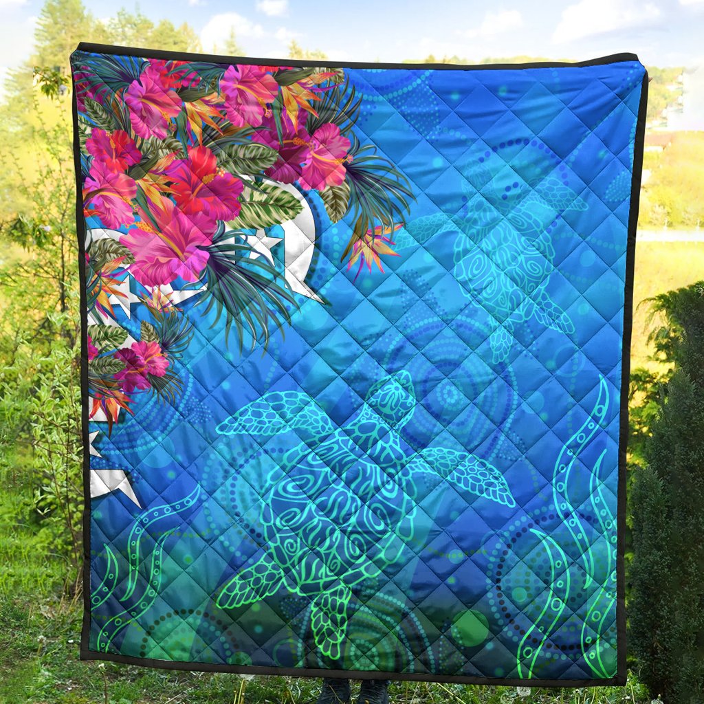 Premium Quilts - Torres Strait Blue Sea With Hibiscus - Vibe Hoodie Shop