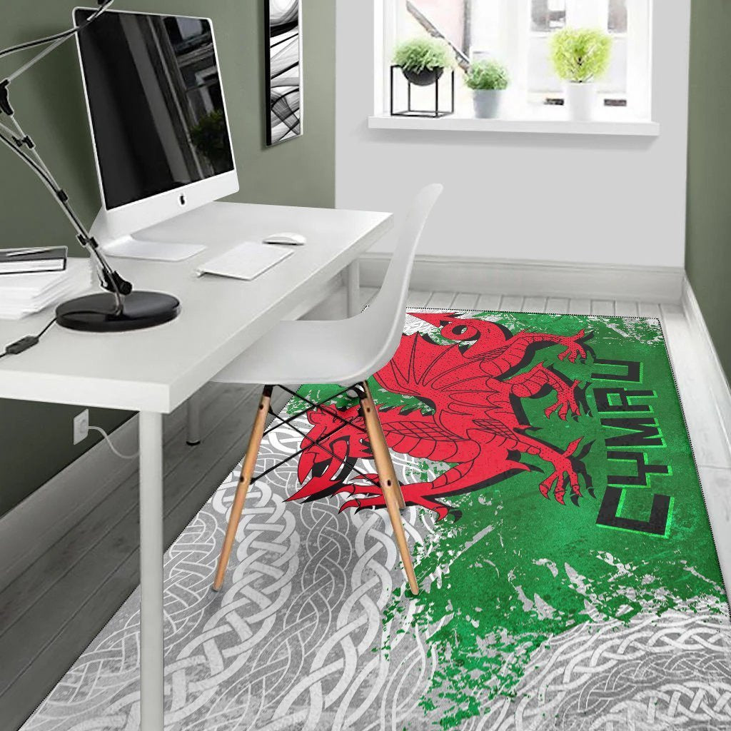 Wales Celtic Area Rug - Grunge Dragon - Vibe Hoodie Shop