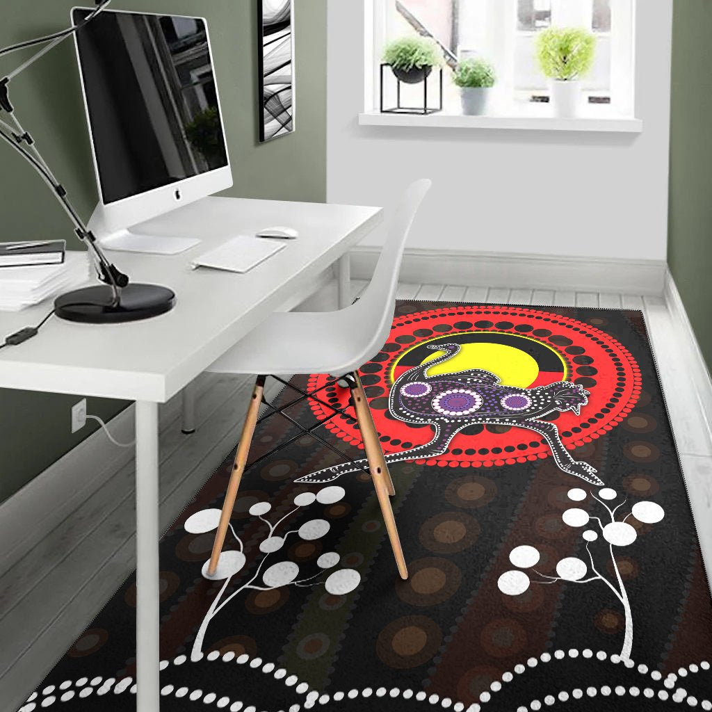 Aboriginal Area Rug - Ostrich Australia and Aboriginal flag - Vibe Hoodie Shop