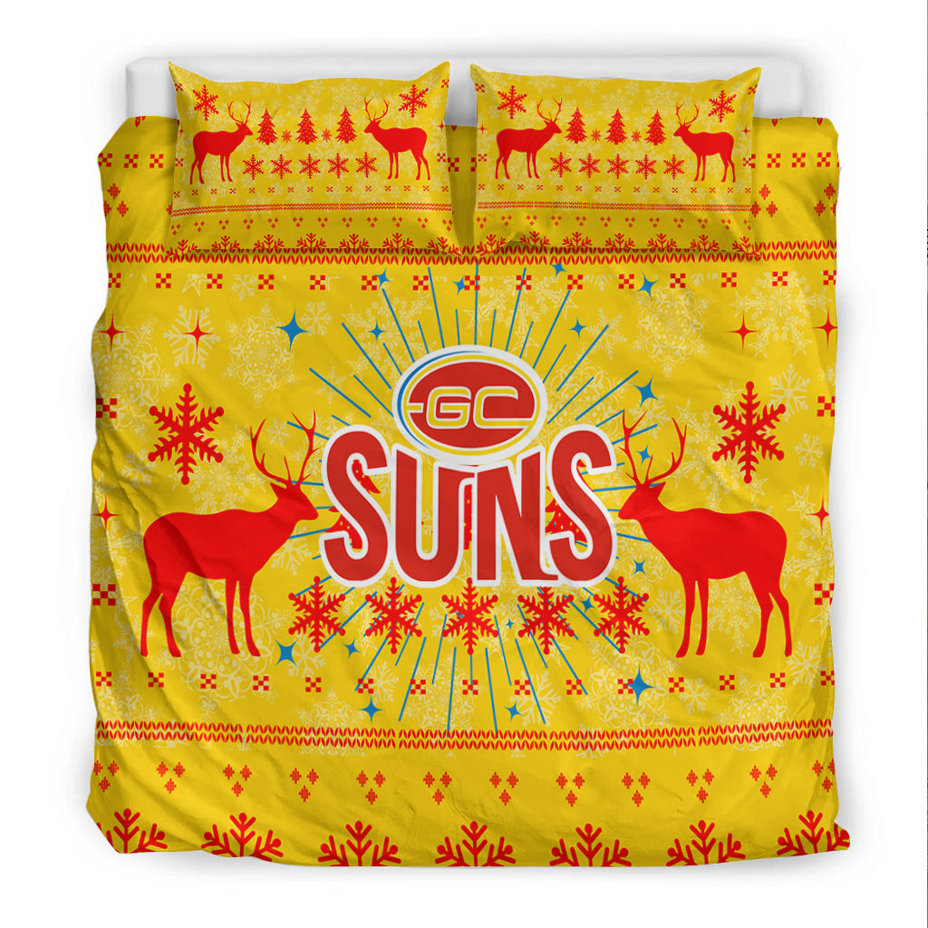 Gold Coast Suns Bedding Set - Christmas Ugly Style - - Vibe Hoodie Shop