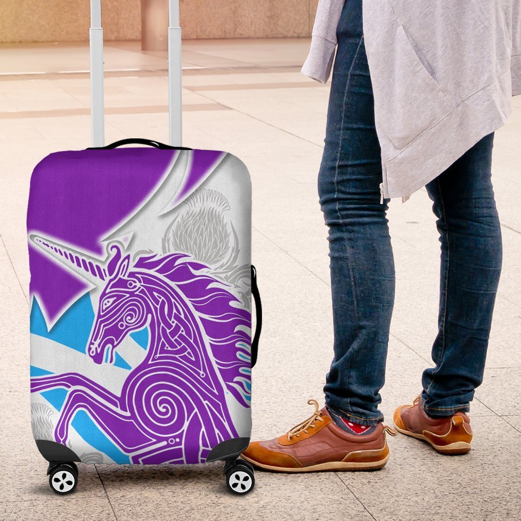 Celtic Scotland Luggage Covers - Scotland Unicorn and Thistle Pattern - Vibe Hoodie Shop