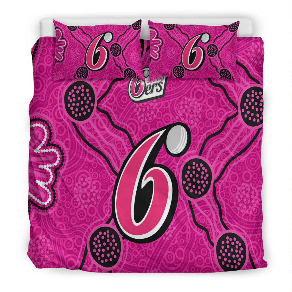 Sydney Sixers Bedding Set - Aboriginal Dot Painting - - Vibe Hoodie Shop