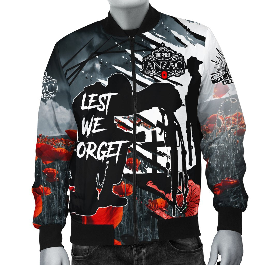 ANZAC Day Men's Bomber Jacket - The Spirit of ANZAC - Vibe Hoodie Shop