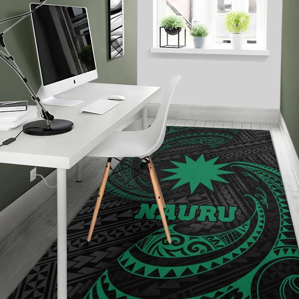 Nauru Polynesian Area Rug - Green Tribal Wave - Vibe Hoodie Shop