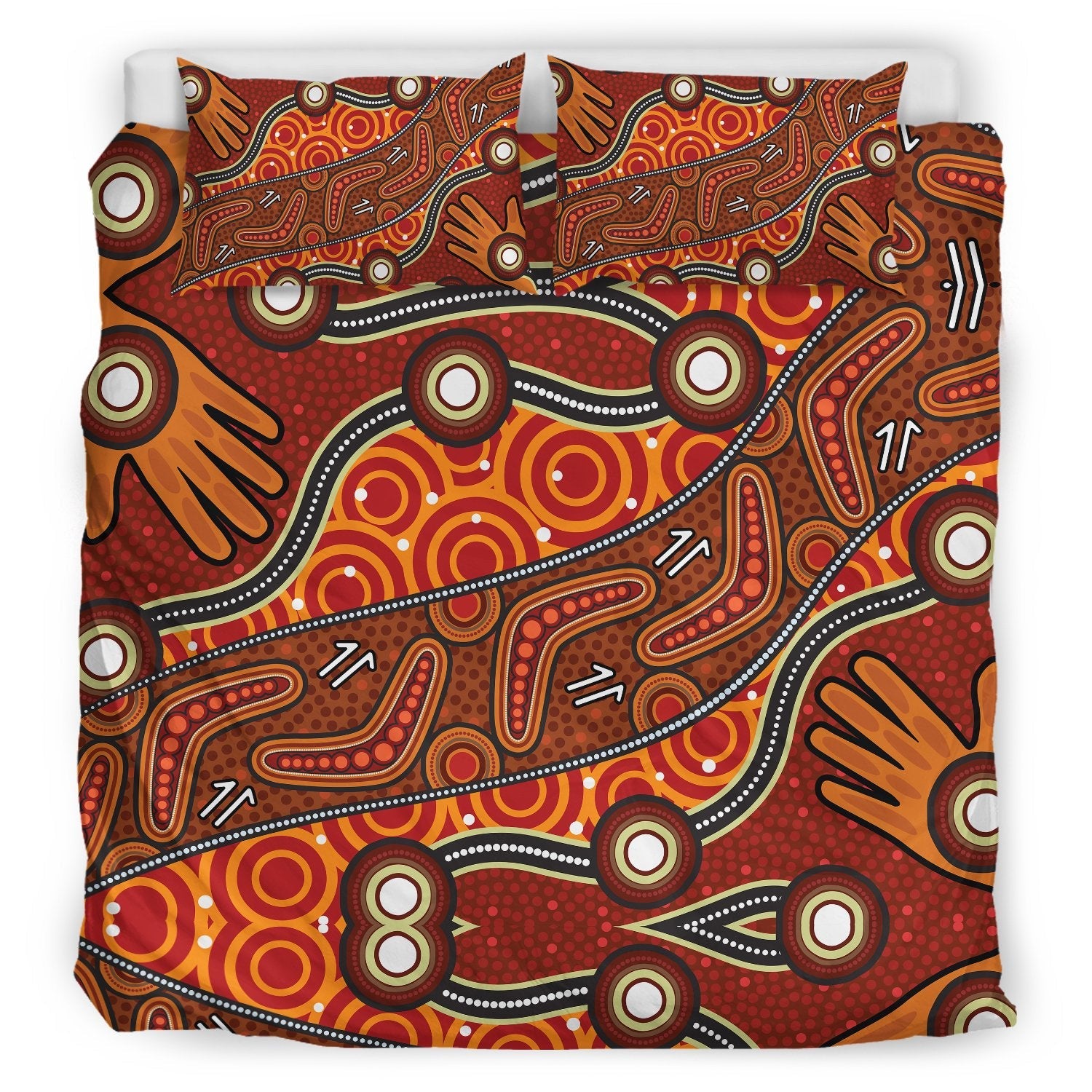Aboriginal Bedding Set - Indegenous Dot Painting Art - Vibe Hoodie Shop