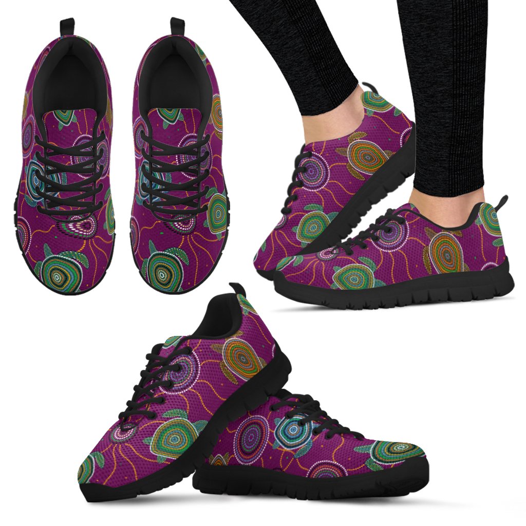 Sneakers - Aboriginal Turtle Purple Australia Dot Patterns - Vibe Hoodie Shop