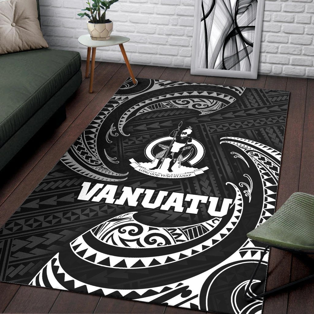 Vanuatu Polynesian Area Rug - White Tribal Wave - Vibe Hoodie Shop