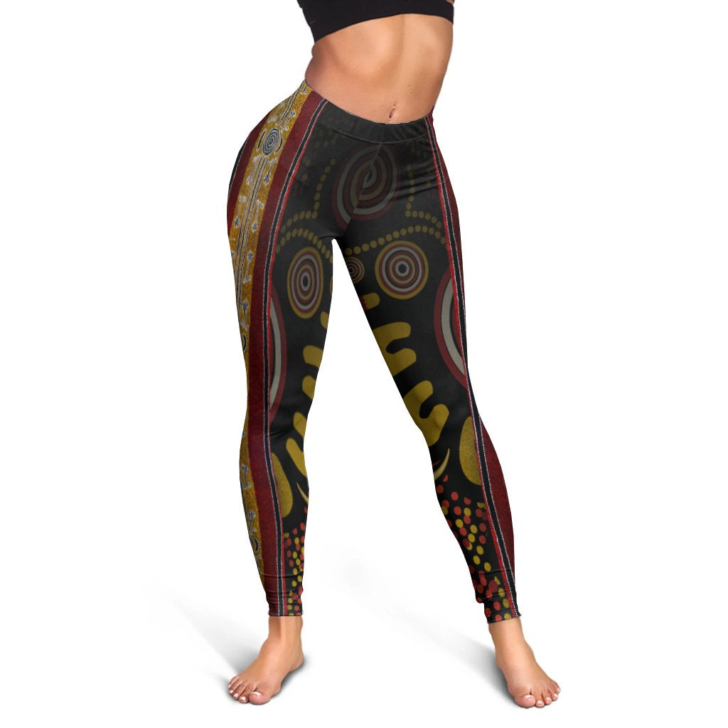 Leggings - Aboriginal Dot Panting Art Stripe Lines - Vibe Hoodie Shop