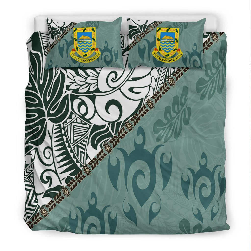 Tuvalu Polynesian Bedding Set - Leaves And Turtles - Vibe Hoodie Shop