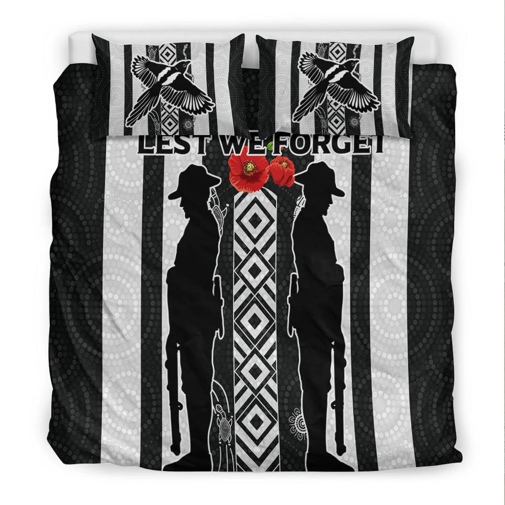Magpies ANZAC Day Bedding Set - Indigenous Art - - Vibe Hoodie Shop
