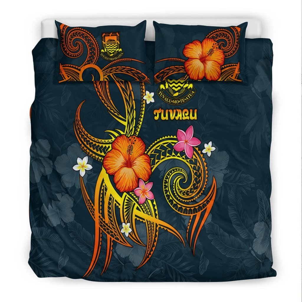 Tuvalu Polynesian Bedding Set - Legend of Tuvalu (Blue) - Vibe Hoodie Shop