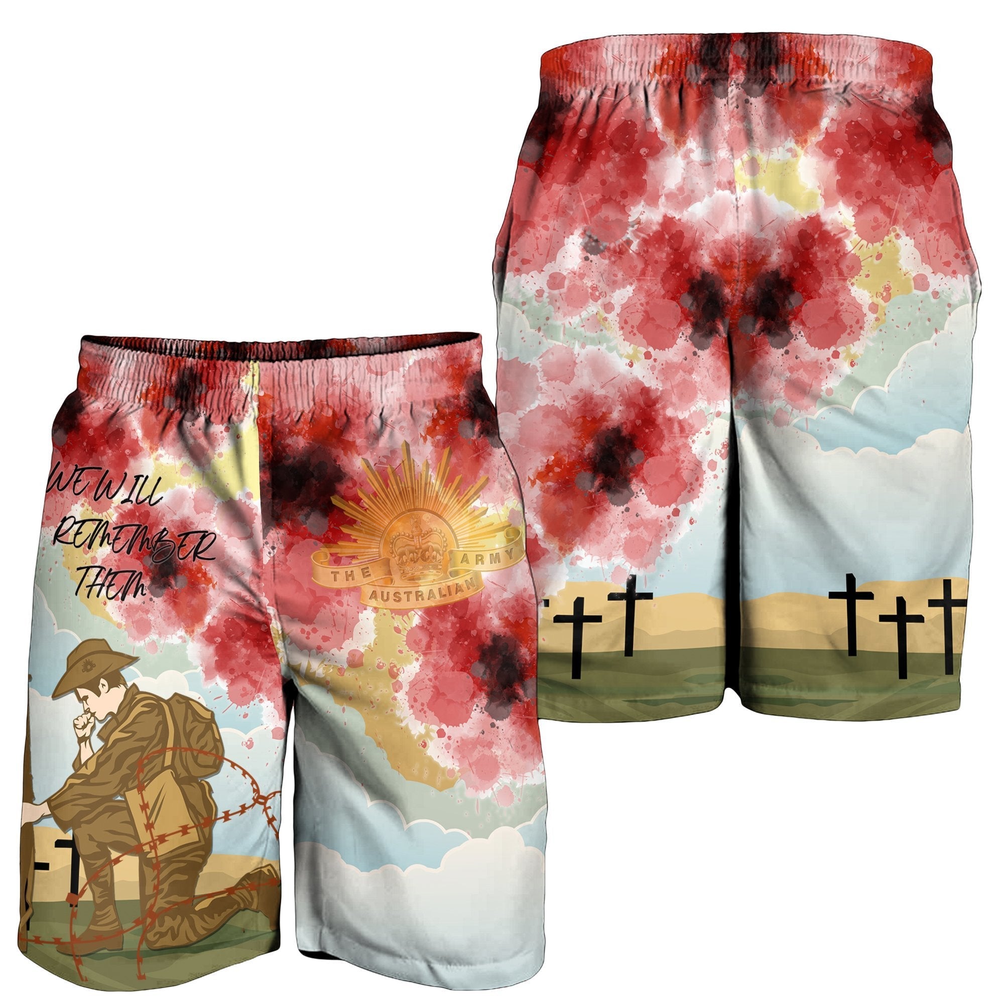 ANZAC Day Men's Shorts - We Will Remember Them - Vibe Hoodie Shop