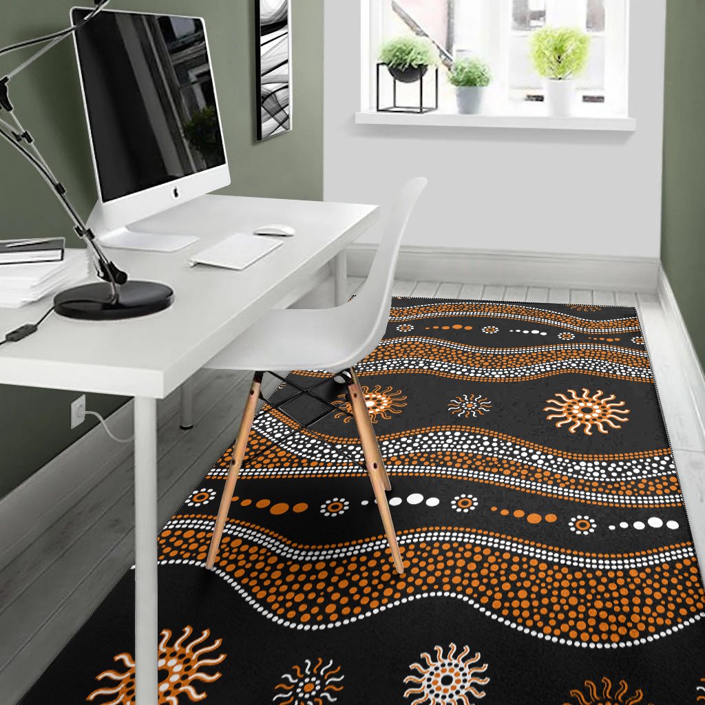 Aboriginal Area Rug - Aboriginal Pattern Black Style - Vibe Hoodie Shop