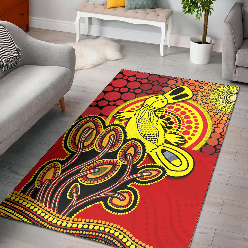 Aboriginal Platypus Area Rug Tree On The Hill Sunshine - Vibe Hoodie Shop