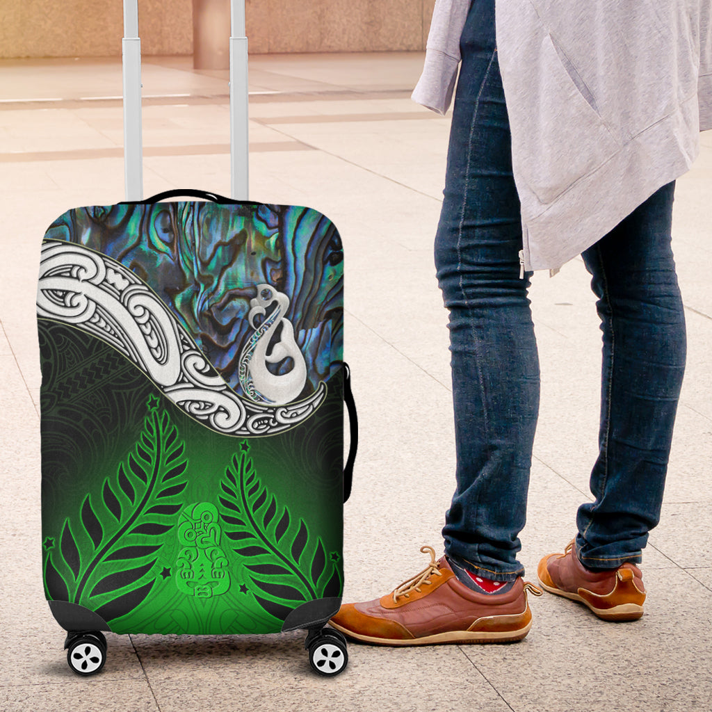 New Zealand Maori Luggage Covers - Manaia Paua Shell Glitter Green LT4 - Vibe Hoodie Shop