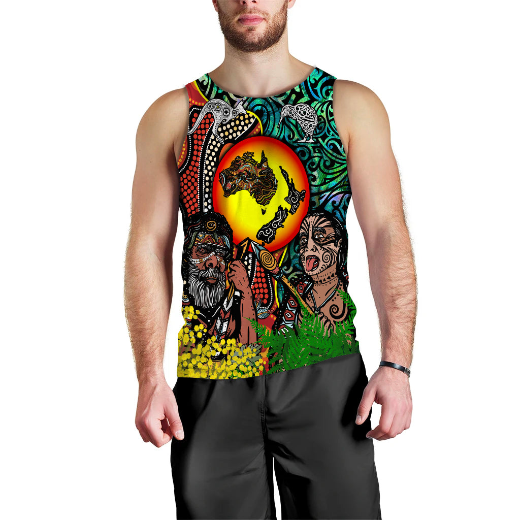 Australia Aboriginal Kangaroo Combine New Zealand Maori Kiwi Bird Men Tank Top - - Vibe Hoodie Shop