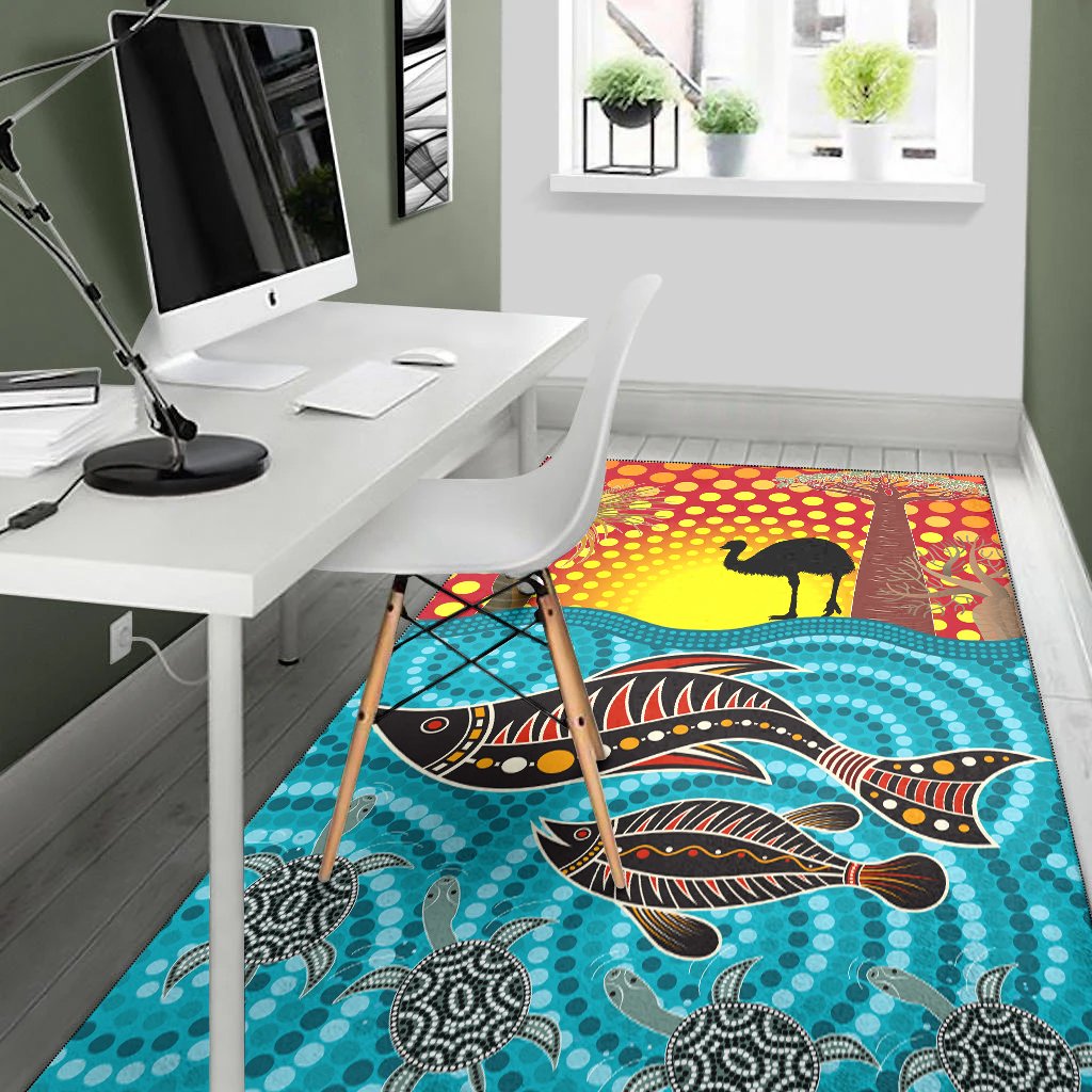 Aboriginal Area Rug - Aboriginal Land and Sea - Vibe Hoodie Shop