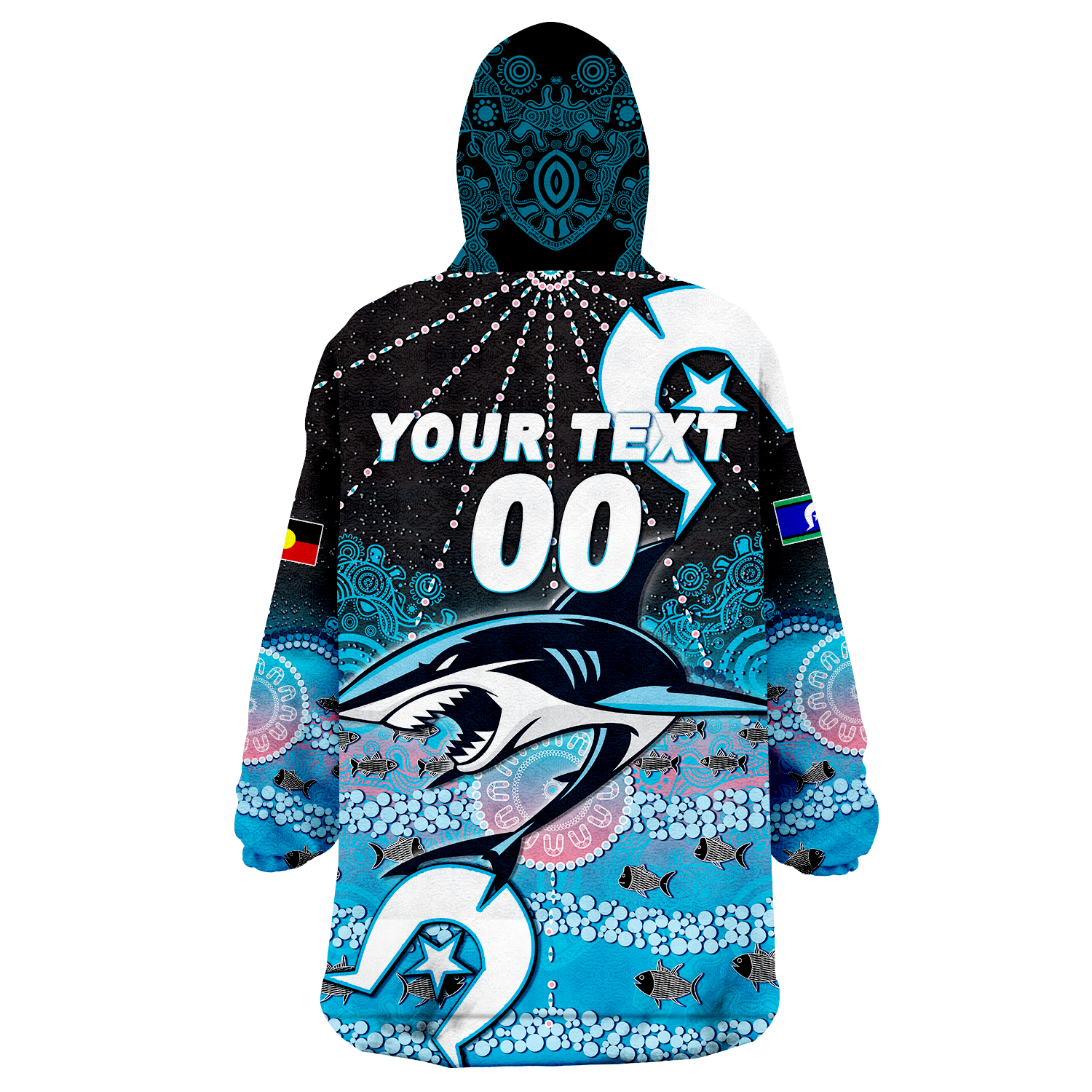 (Custom Personalised) Sharks Rugby NAIDOC 2022 Aboriginal Wearable Blanket Hoodie - - Vibe Hoodie Shop