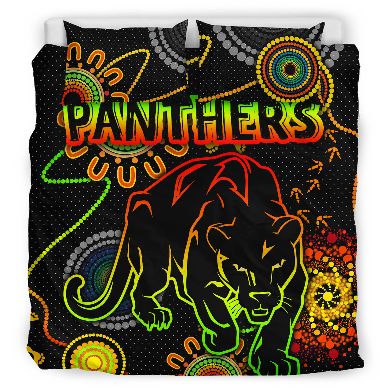 Panthers Rugby Bedding Set - Custom Indigenous Black Panthers Bedding Set RLT13 - Vibe Hoodie Shop