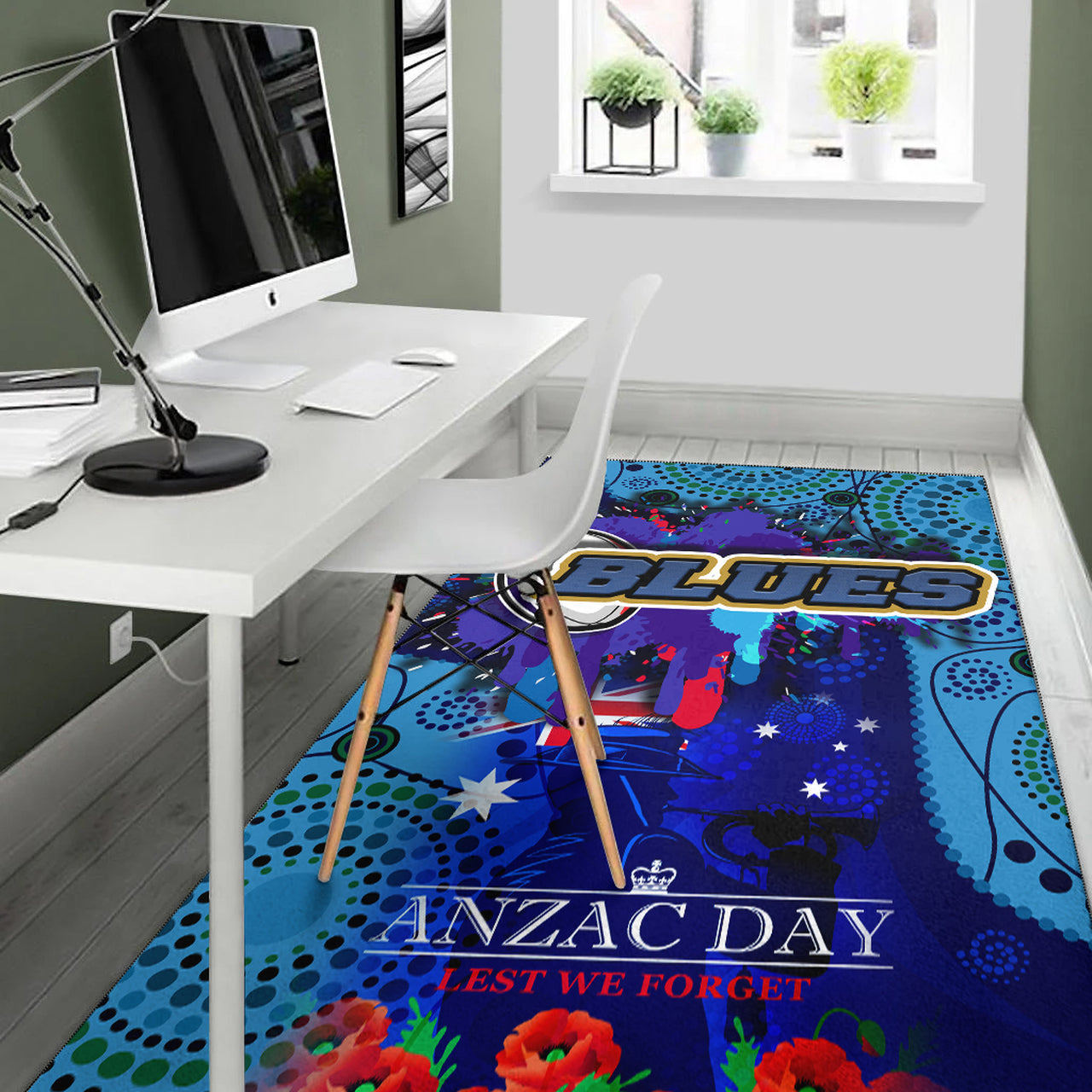 Blues Rugby Area Rug - Aboriginal ANZAC Day '' Lest We Forget '' Color Drawing Patterns Area Rug RLT12 - Vibe Hoodie Shop