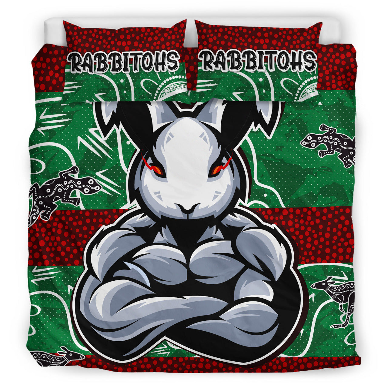 Rabbitohs Bedding Set - Custom Indigenous Super Rabbitohs Bedding Set RLT13 - Vibe Hoodie Shop