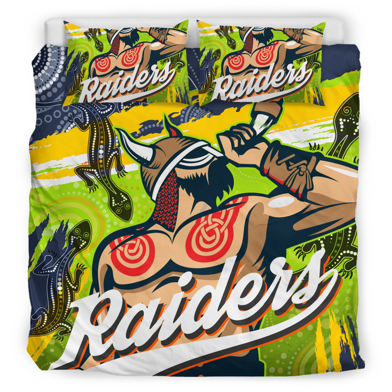 Raiders 2022 Custom Aboriginal Bedding Set - The Indigenous Viking Soul RLT13 - Vibe Hoodie Shop