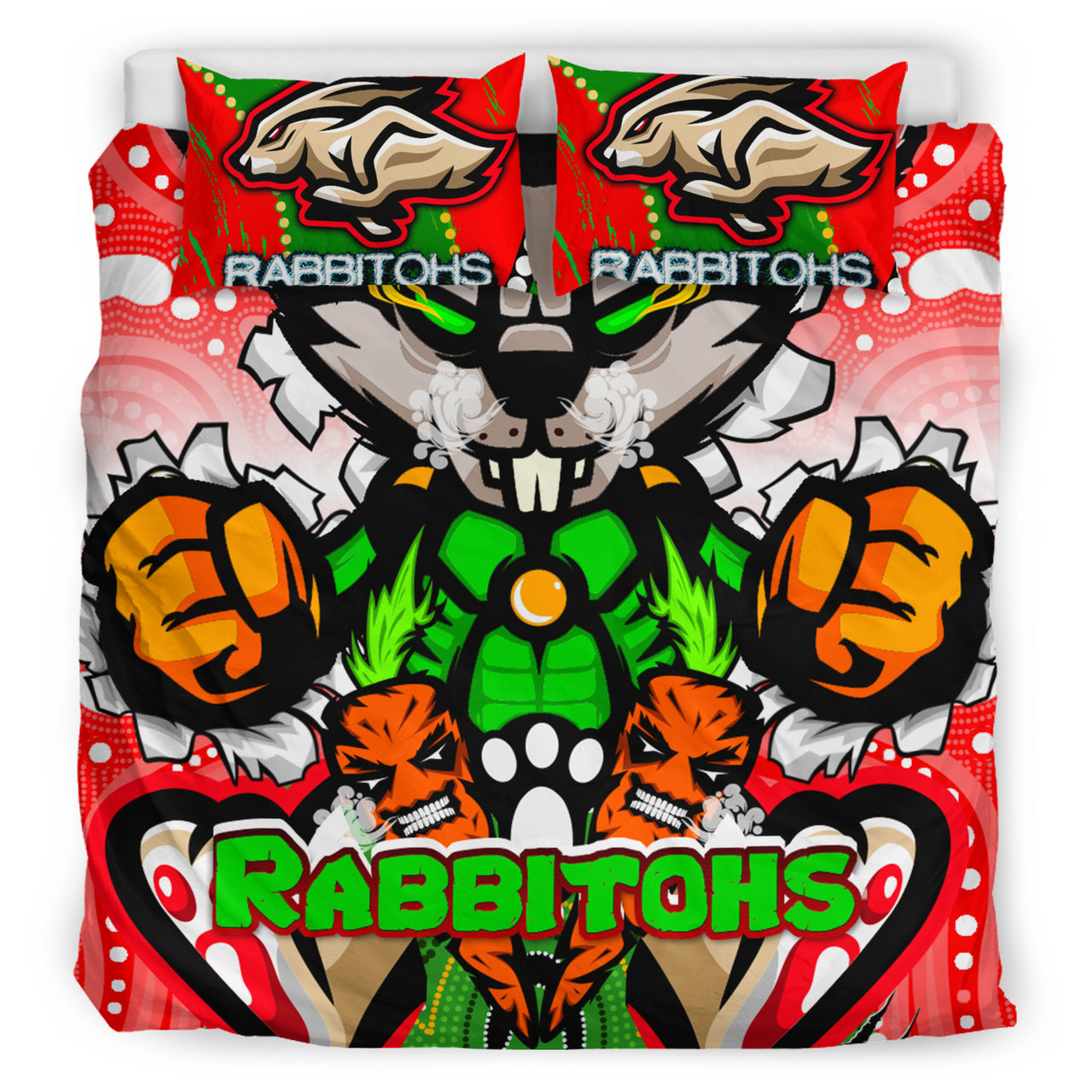 Rabbitohs Aboriginal Rugby Bedding Set - Rabbitohs Stand Above the Rest Scratch Style RLT13 - Vibe Hoodie Shop