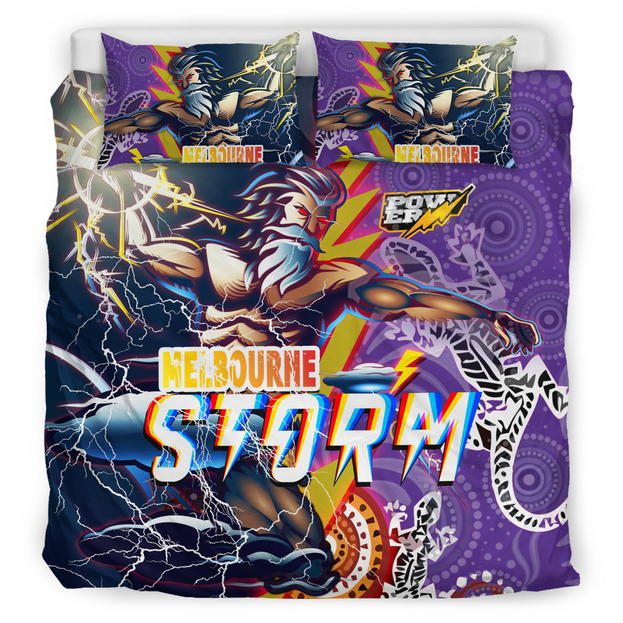 Storm Aboriginal Rugby Bedding Set - Super Storm Thunder Power RLT13 - Vibe Hoodie Shop