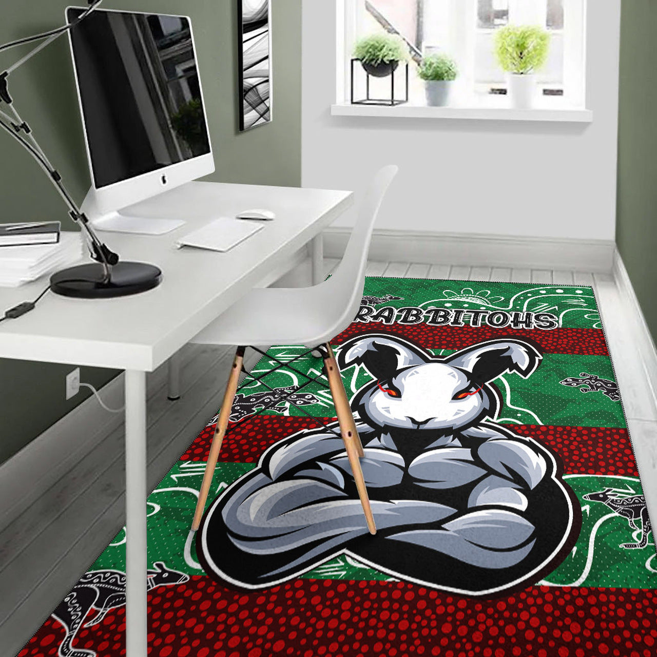 Rabbitohs Rugby Area Rug - Custom Indigenous Super Rabbitohs Area Rug RLT13 - Vibe Hoodie Shop