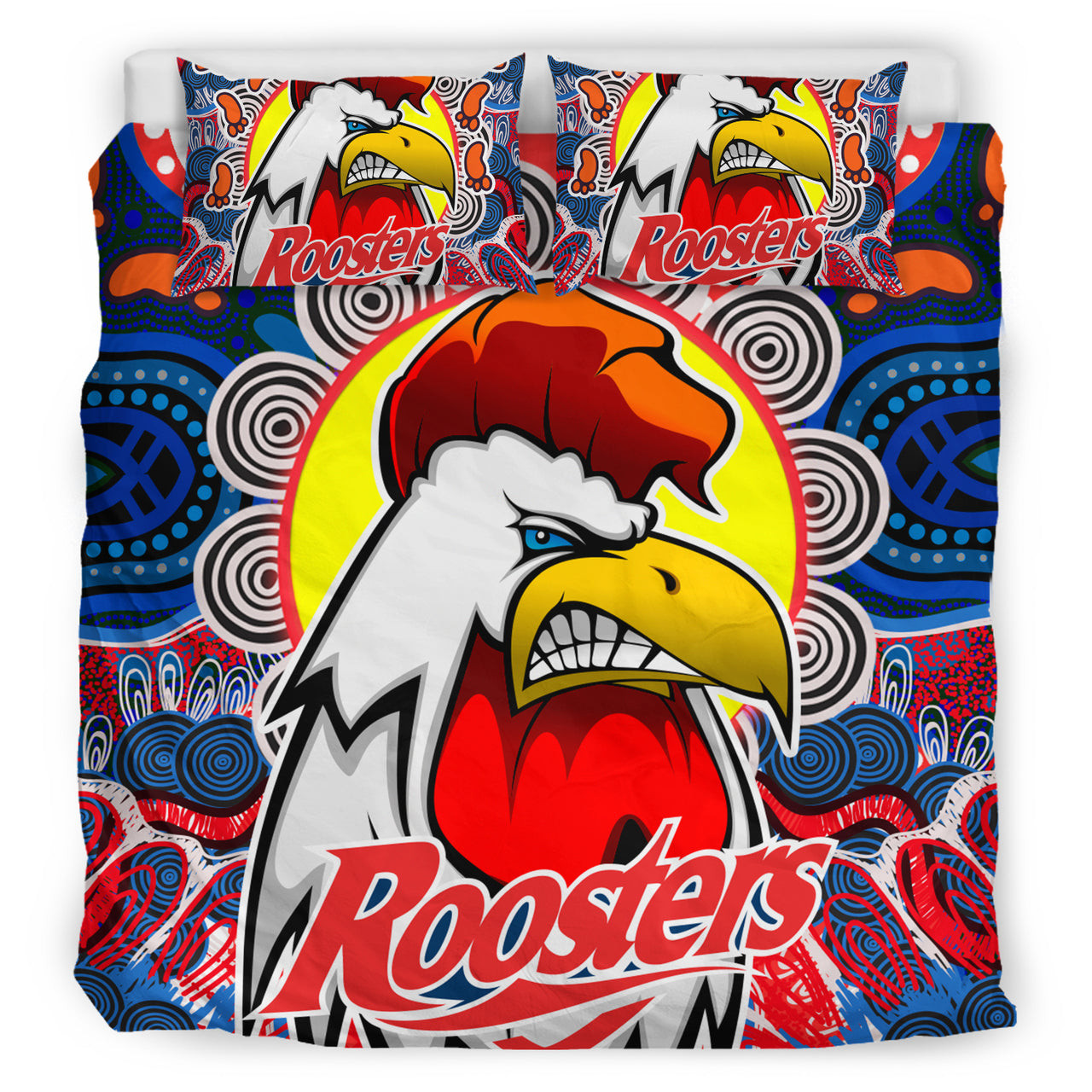 Roosters Indigenous Rugby Custom Bedding Set - Protection Under the Sun RLT13 - Vibe Hoodie Shop